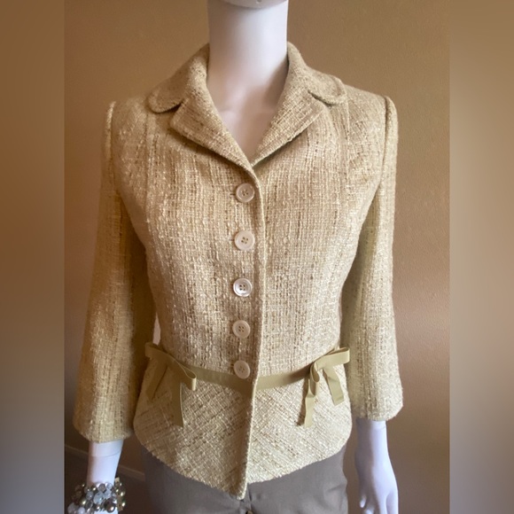 Ann Taylor Jackets & Blazers - Ann Taylor Tweed Blazer Jacket Light Green & Ivory Size 4